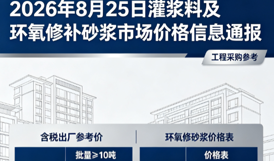 连州2026年8月25日灌浆料及环氧修补砂浆市场价格信息通报